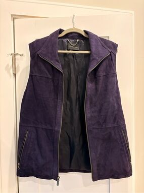 Saks Fifth Avenue Deep Purple Suede Zip Vest